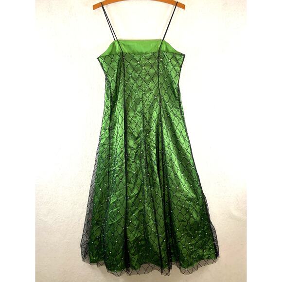 VTG Dressbarn Womens Y2K Formal Dress Sz 8 Royalcore Mermaid Satin Mesh Overlay - Picture 5 of 13